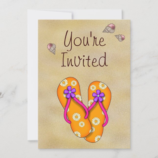 Flip Flop and Beach Birthday Party Invitation (Front)