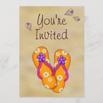 Flip Flop And Beach Birthday Party Invitation by TheBeachBum at Zazzle