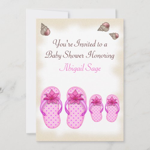 Flip Flop Baby Shower Invitations for Girls