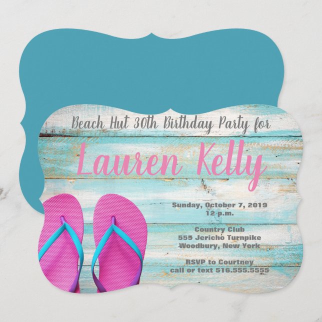 Flip Flop Beach Party Birthday Invitation (Front/Back)