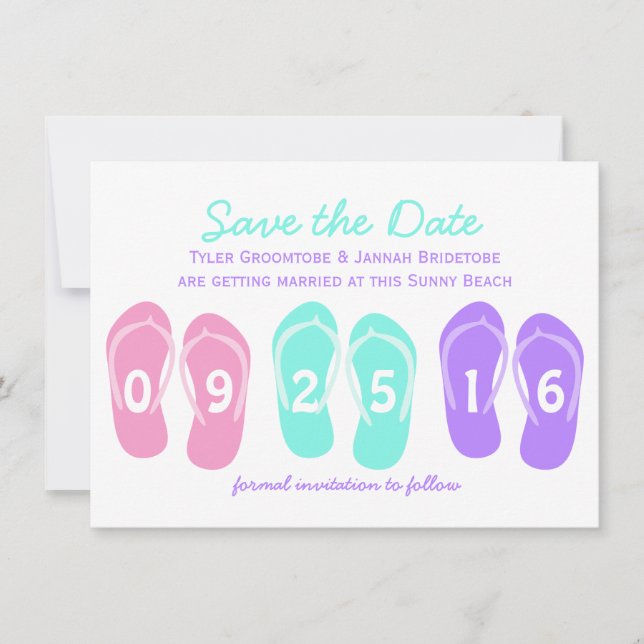 Flip Flop Beach Save the Date Invitation (Front)
