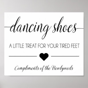 Wedding Sign Chalk Style Black & White Lights Dancing Shoes Flip Flops 