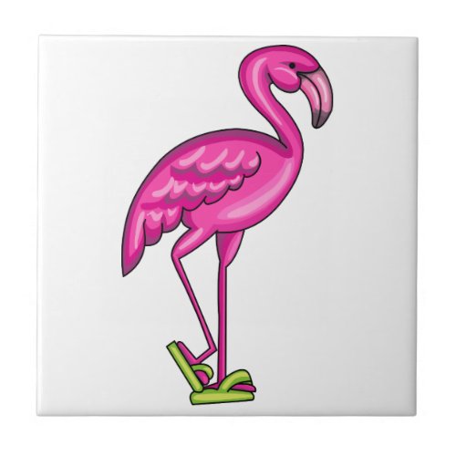 Flip Flop Flamingo Ceramic Tile