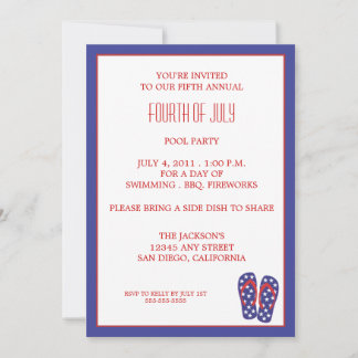 Flip Flop Fourth of July Invitation