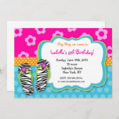 Flip Flop Luau Pool Party Birthday Invitations (Front/Back)