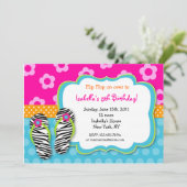Flip Flop Luau Pool Party Birthday Invitations (Standing Front)