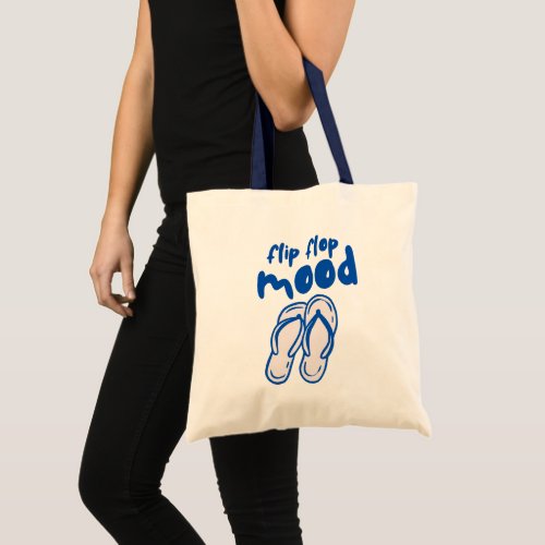 Flip Flop Mood Summer Quote - Cute Blue Beach Vibe Tote Bag