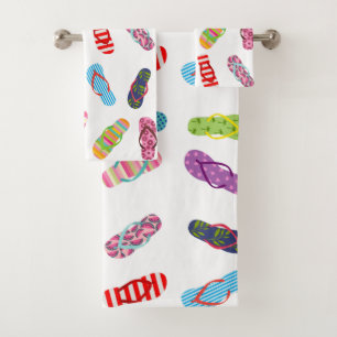 Flip Flop Pattern   Any background color Bath Towel Set