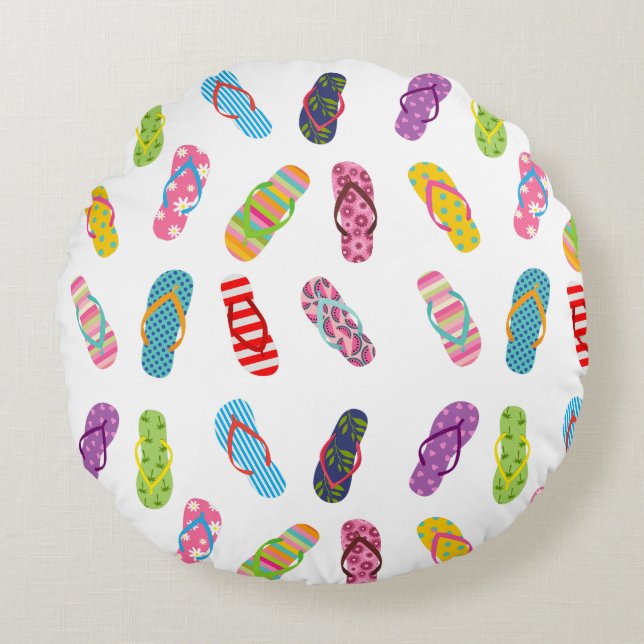 Flip Flop Pattern | Any background color Round Pillow (Front)