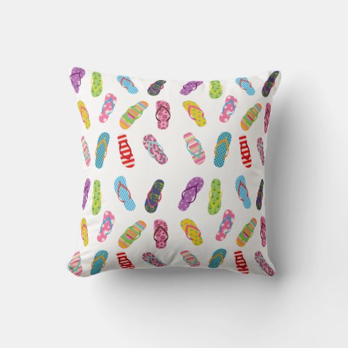 Flip Flop Pattern  Any background color Throw Pillow