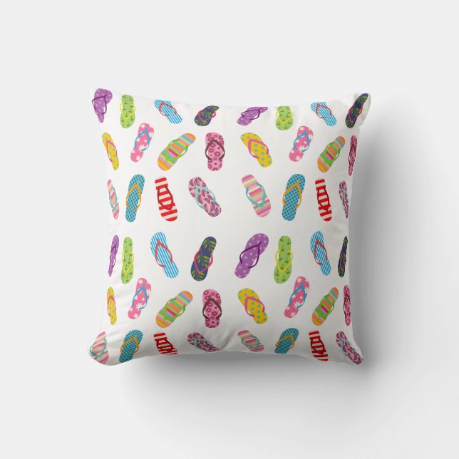 Flip Flop Pattern | Any background color Throw Pillow (Front)