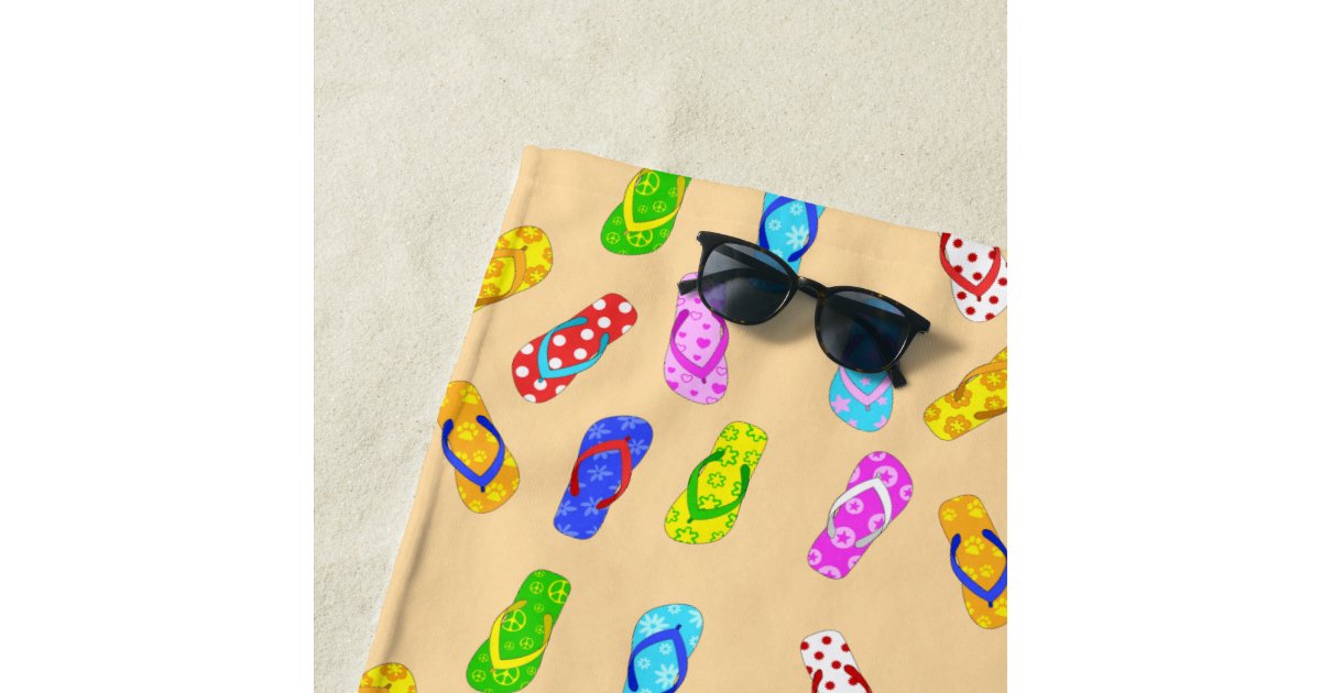 Flip Flop Pattern Beach Towel Zazzle
