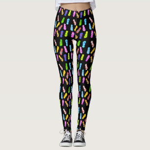 Flip Flop Pattern Black Leggings