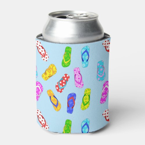 Flip Flop Pattern Blue Can Cooler