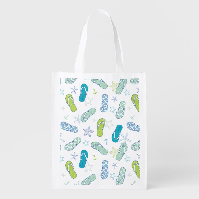Flip Flop Pattern Grocery Bag (Front)