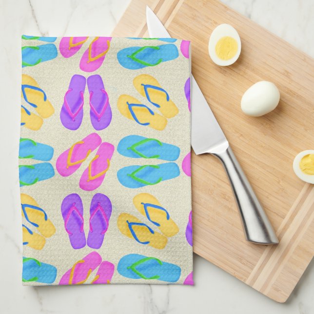 Flip flop pattern kitchen towel (Quarter Fold)
