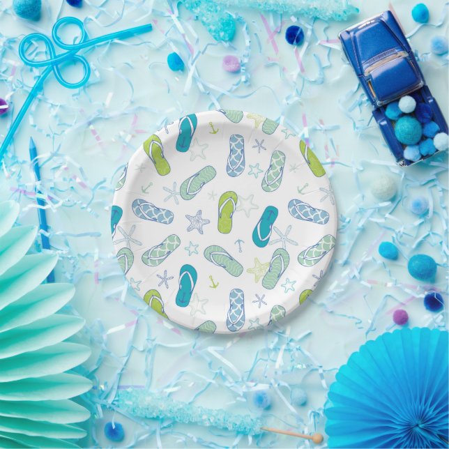 Flip Flop Pattern Paper Plates (Party)