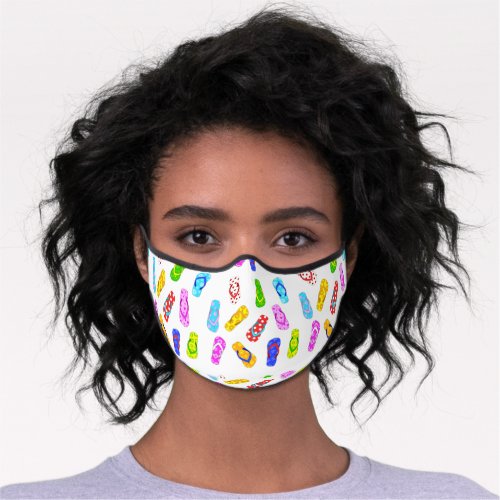 Flip Flop Pattern White Premium Face Mask