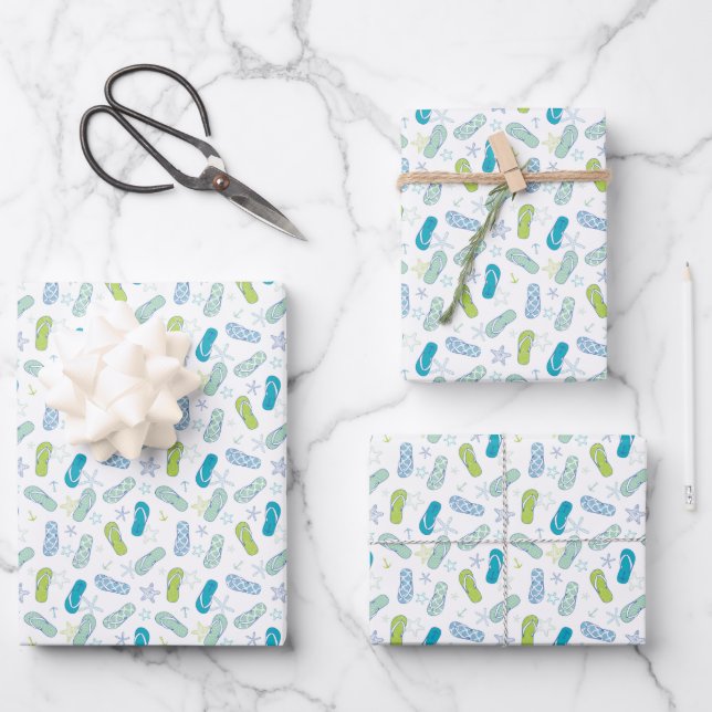 Flip Flop Pattern Wrapping Paper Sheets (Front)
