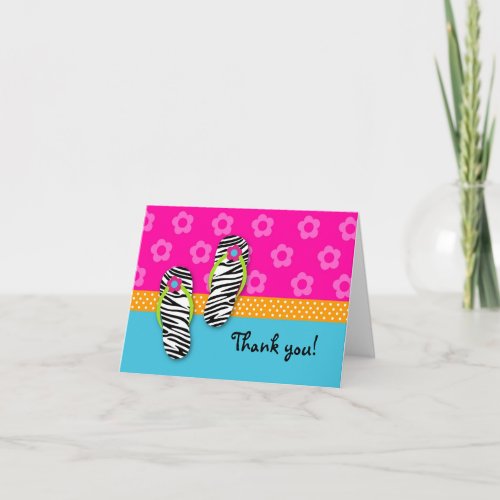 Flip Flop Pool Party Folded Thank you note cards