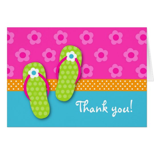 Flip Flop Pool Party Folded Thank you note cards | Zazzle.com