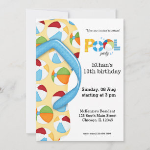 Flip Flop Pool Party Invitation