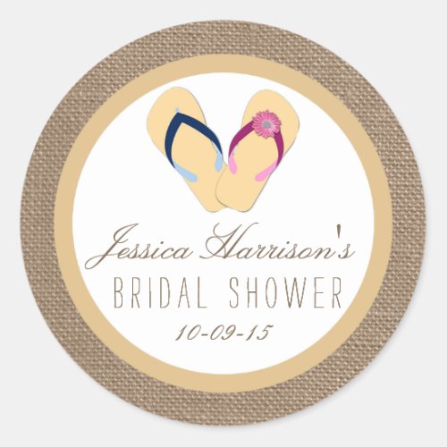 Flip_Flop Sand Beach Burlap Bridal Shower Stickers