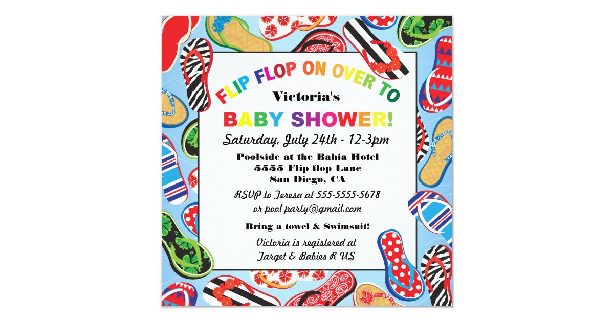 Flip Flop Sandal Baby Shower Invitations | Zazzle.com