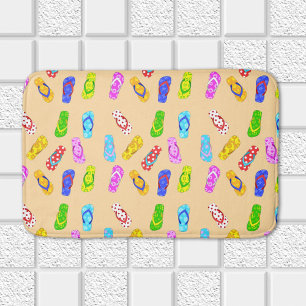 Flip Flop Sandals Pattern Cute Beach House Bath Mat