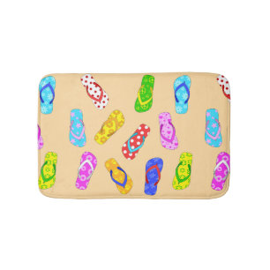 Flip Flop Sandals Pattern Cute Beach Theme Bath Mat
