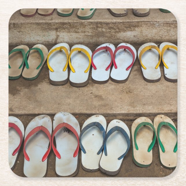 Flip Flop Sandles Square Paper Coaster (Front)