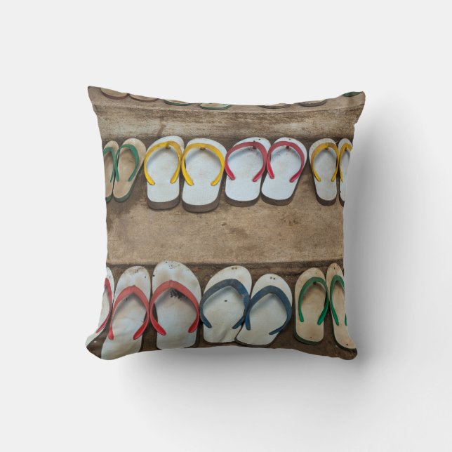 Flip Flop Sandles Throw Pillow (Front)