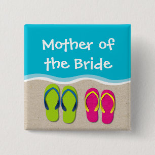 Flip Flop Wedding on the Beach Bridal Party Button