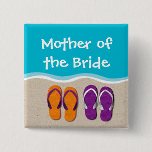 Flip Flop Wedding on the Beach Bridal Party Pinback Button