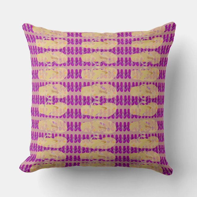 Flip Flop (yellow/bright pink) Throw Pillow (Front)