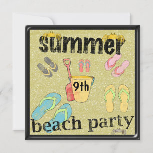 Flip Flops 9th Birthday Summer Beach Party Invitation