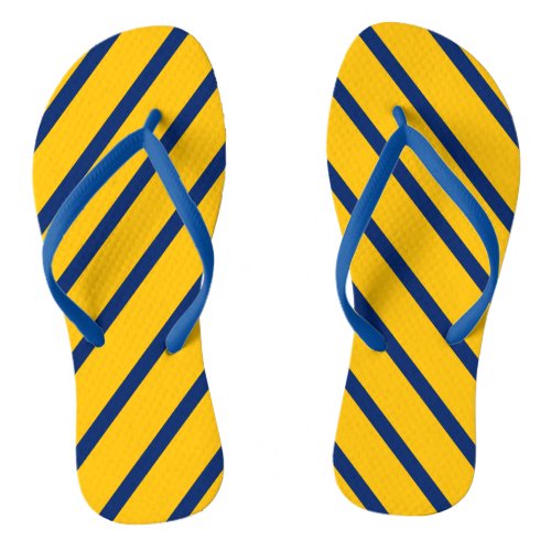 Flip Flops Adults Slim Yellow with Blue Stripes