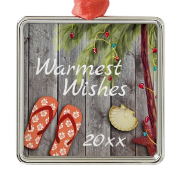 Flip Flops and Christmas Palm Tree with Year Beach Metal Ornament Flip Flops and Christmas Palm Tree with Year Beach Metal Ornament