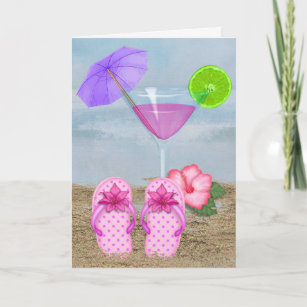 flip-flops and cocktail retirement card