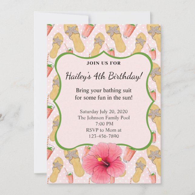 Flip Flops and Lemonade Birthday Party Invitation (Front)