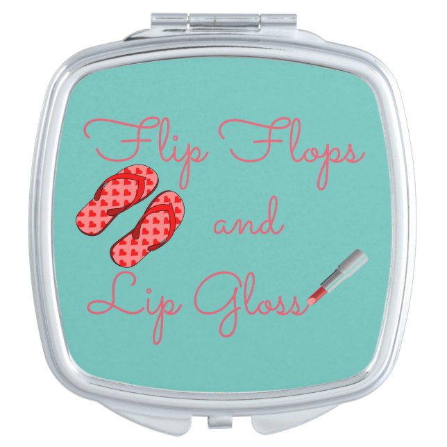 Flip Flops and Lip Gloss Compact Mirror (Front)