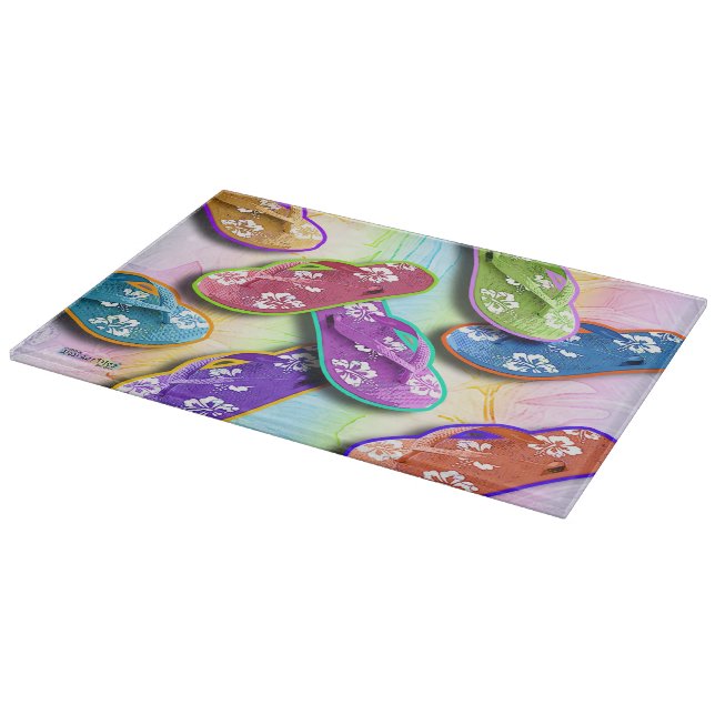 FLIP FLOPS ART Glass Cutting Boards (Corner)