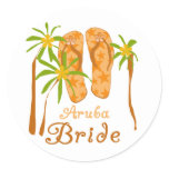Flip Flops Aruba Bride Classic Round Sticker
