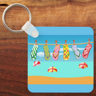 Flip Flops At The Beach Keychain