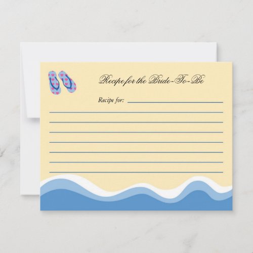 Flip Flops Beach Bridal Recipe Card Personalized Announcement