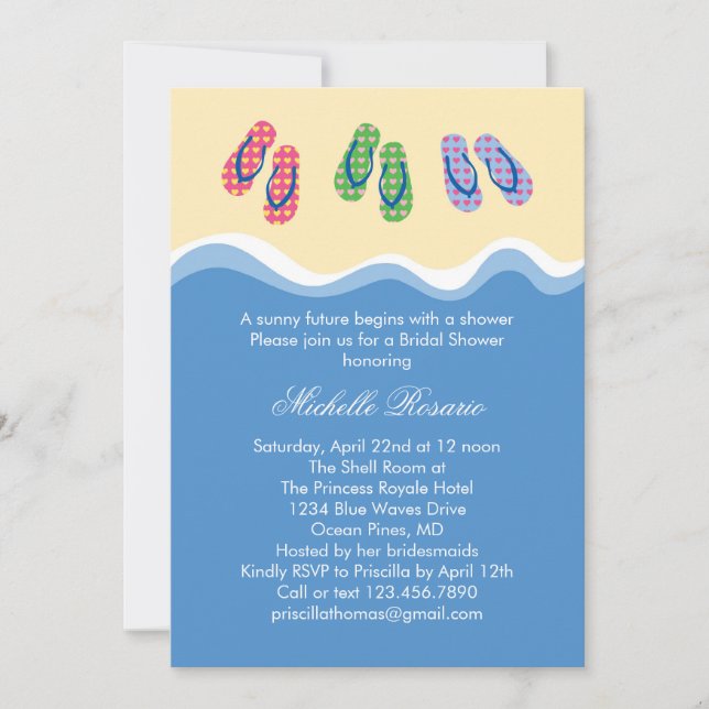 Flip Flops Beach Bridal Shower Invitation (Front)