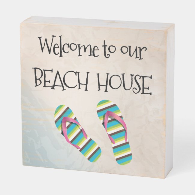 Flip Flops Beach Design Wood Box Sign