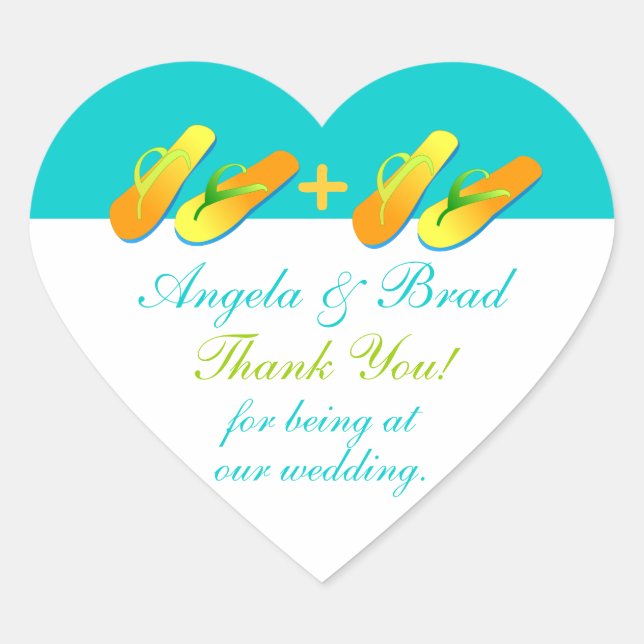 Flip Flops Beach Wedding Favour Stickers Thank You (Front)