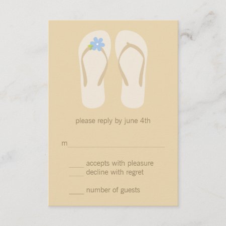 Flip Flops Beach Wedding Rsvp Cards - Blue