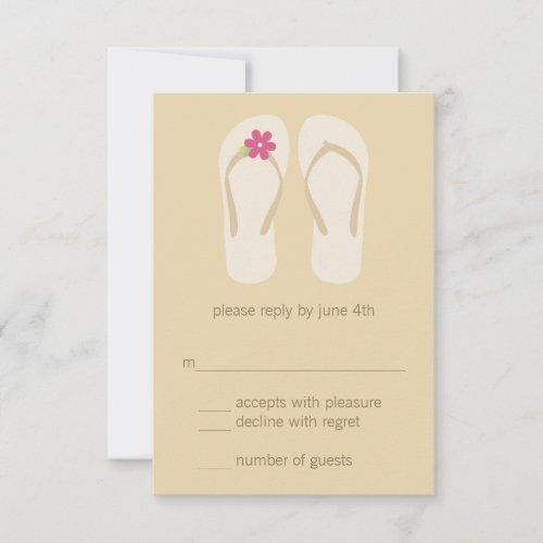Flip Flops Beach Wedding RSVP Cards - Pink